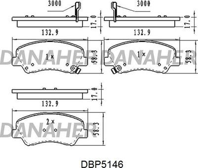 Danaher DBP5146 - Brake Pad Set, disc brake autospares.lv