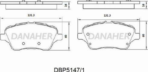 Danaher DBP5147/1 - Brake Pad Set, disc brake autospares.lv