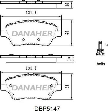 Danaher DBP5147 - Brake Pad Set, disc brake autospares.lv