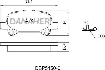 Danaher DBP5150-01 - Brake Pad Set, disc brake autospares.lv