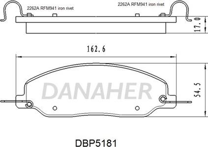 Danaher DBP5181 - Brake Pad Set, disc brake autospares.lv