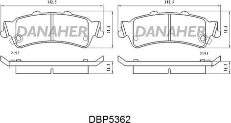 Danaher DBP536/2 - Brake Pad Set, disc brake autospares.lv