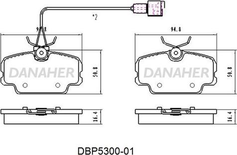 Danaher DBP5300-01 - Brake Pad Set, disc brake autospares.lv