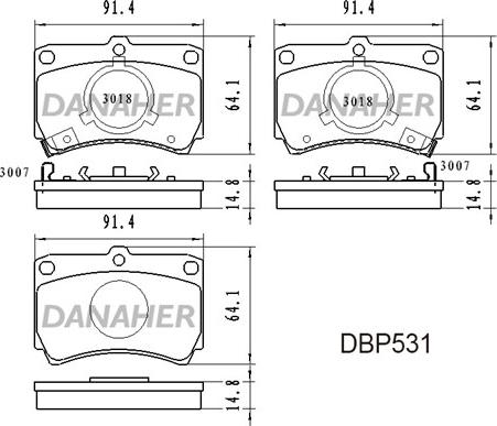 Danaher DBP531 - Brake Pad Set, disc brake autospares.lv