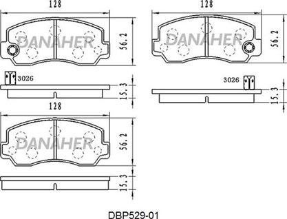 Danaher DBP529-01 - Brake Pad Set, disc brake autospares.lv