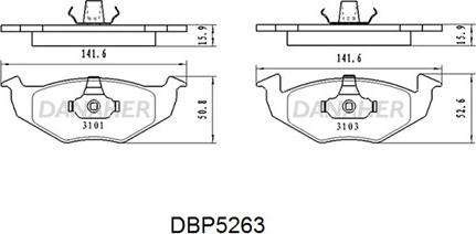 Danaher DBP5263 - Brake Pad Set, disc brake autospares.lv