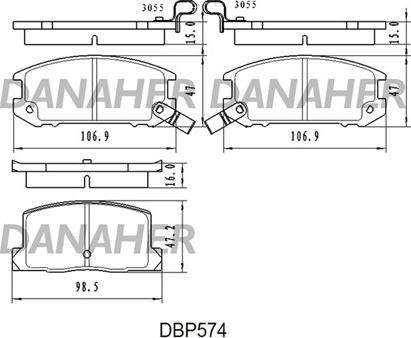 Danaher DBP574 - Brake Pad Set, disc brake autospares.lv