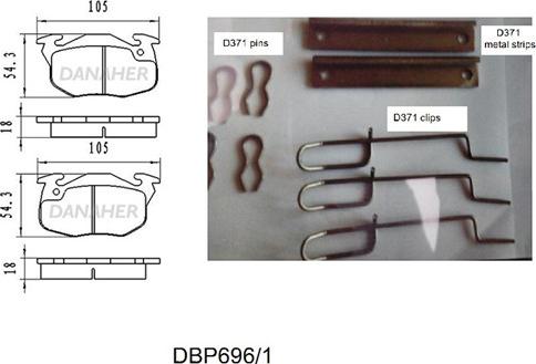 Danaher DBP696/1 - Brake Pad Set, disc brake autospares.lv