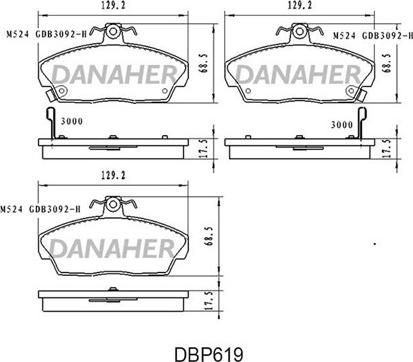 Danaher DBP619 - Brake Pad Set, disc brake autospares.lv