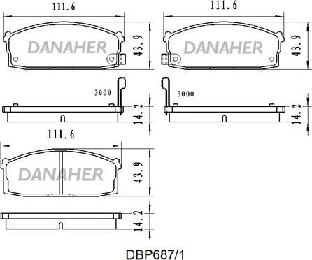 Danaher DBP687/1 - Brake Pad Set, disc brake autospares.lv