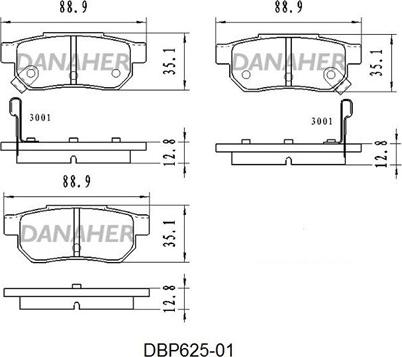 Danaher DBP625-01 - Brake Pad Set, disc brake autospares.lv