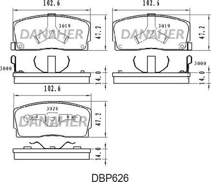 Danaher DBP626 - Brake Pad Set, disc brake autospares.lv
