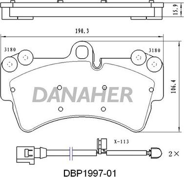 Danaher DBP1997-01 - Brake Pad Set, disc brake autospares.lv