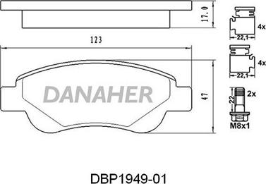 Danaher DBP1949-01 - Brake Pad Set, disc brake autospares.lv