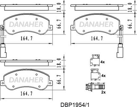 Danaher DBP1954/1 - Brake Pad Set, disc brake autospares.lv