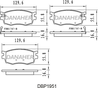 Danaher DBP195/1 - Brake Pad Set, disc brake autospares.lv