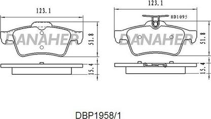 Danaher DBP1958/1 - Brake Pad Set, disc brake autospares.lv