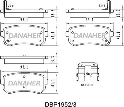 Danaher DBP1952/3 - Brake Pad Set, disc brake autospares.lv