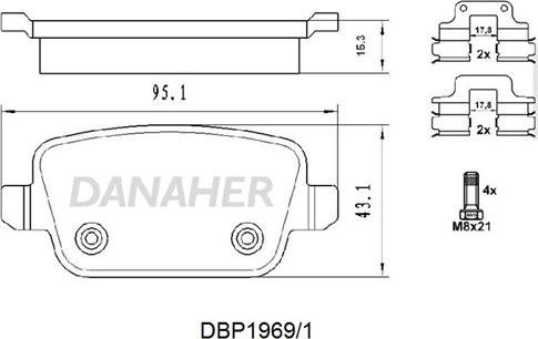 Danaher DBP1969/1 - Brake Pad Set, disc brake autospares.lv