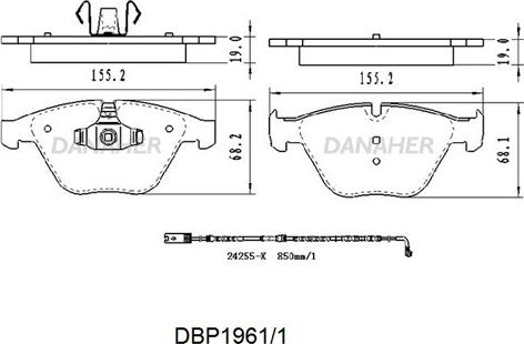 Danaher DBP1961/1 - Brake Pad Set, disc brake autospares.lv