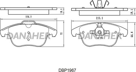 Danaher DBP1967 - Brake Pad Set, disc brake autospares.lv