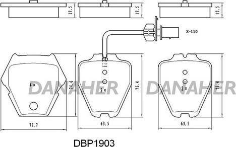 Danaher DBP1903 - Brake Pad Set, disc brake autospares.lv