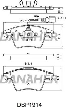 Danaher DBP1914 - Brake Pad Set, disc brake autospares.lv