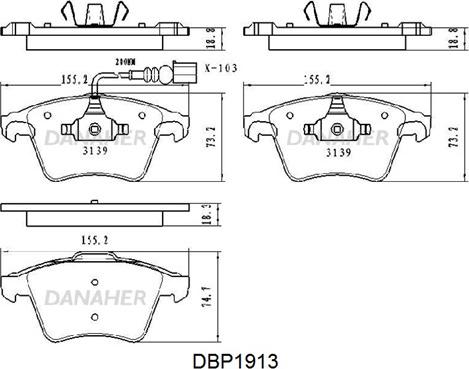 Danaher DBP1913 - Brake Pad Set, disc brake autospares.lv