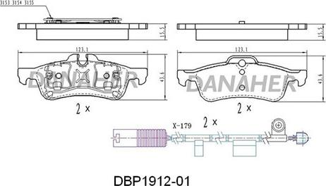 Danaher DBP1912-01 - Brake Pad Set, disc brake autospares.lv