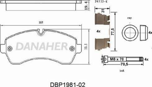 Danaher DBP1981-02 - Brake Pad Set, disc brake autospares.lv