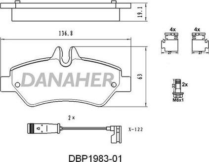 Danaher DBP1983-01 - Brake Pad Set, disc brake autospares.lv