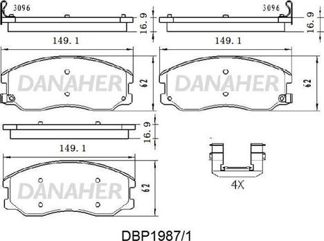 Danaher DBP1987/1 - Brake Pad Set, disc brake autospares.lv