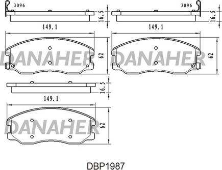 Danaher DBP1987 - Brake Pad Set, disc brake autospares.lv