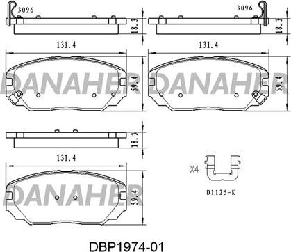 Danaher DBP1974-01 - Brake Pad Set, disc brake autospares.lv