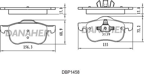 Danaher DBP1458 - Brake Pad Set, disc brake autospares.lv