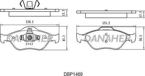 Danaher DBP1469 - Brake Pad Set, disc brake autospares.lv