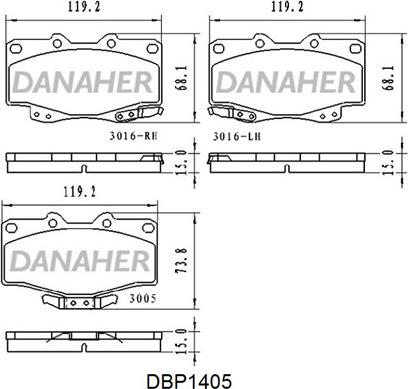 Danaher DBP1405 - Brake Pad Set, disc brake autospares.lv