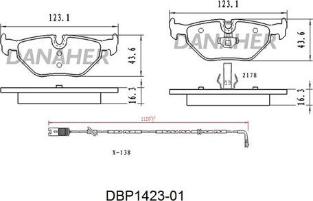 Danaher DBP1423-01 - Brake Pad Set, disc brake autospares.lv