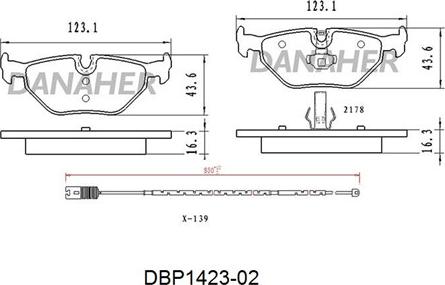 Danaher DBP1423-02 - Brake Pad Set, disc brake autospares.lv