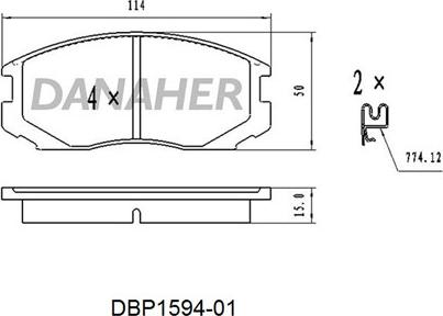 Danaher DBP1594-01 - Brake Pad Set, disc brake autospares.lv