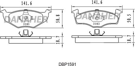 Danaher DBP1591 - Brake Pad Set, disc brake autospares.lv