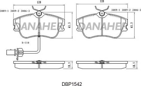 Danaher DBP1542 - Brake Pad Set, disc brake autospares.lv