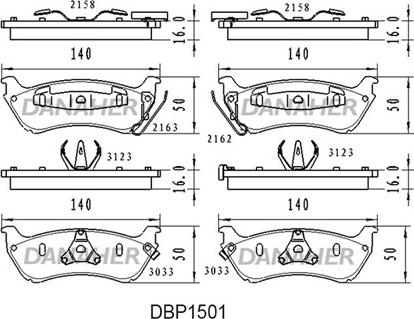 Danaher DBP1501 - Brake Pad Set, disc brake autospares.lv