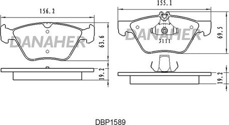 Danaher DBP1589 - Brake Pad Set, disc brake autospares.lv