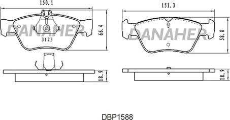 Danaher DBP1588 - Brake Pad Set, disc brake autospares.lv