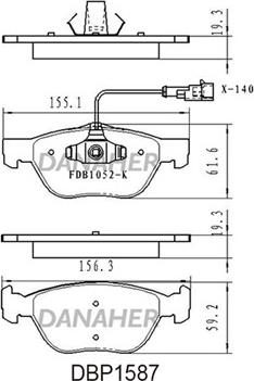 Danaher DBP1587 - Brake Pad Set, disc brake autospares.lv