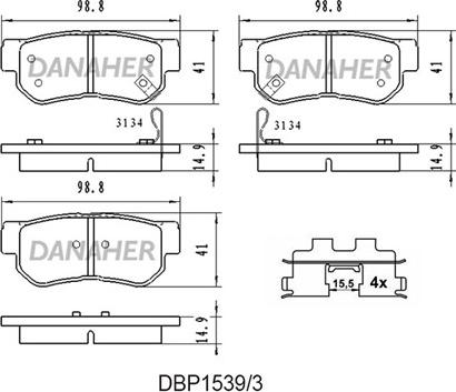 Danaher DBP1539/3 - Brake Pad Set, disc brake autospares.lv