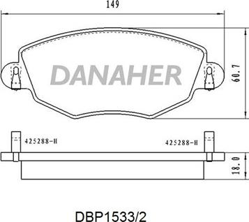 Danaher DBP1533/2 - Brake Pad Set, disc brake autospares.lv