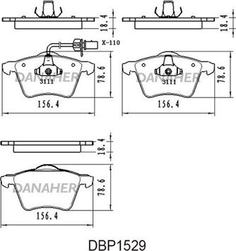 Danaher DBP1529 - Brake Pad Set, disc brake autospares.lv