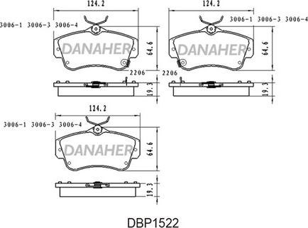 Danaher DBP1522 - Brake Pad Set, disc brake autospares.lv